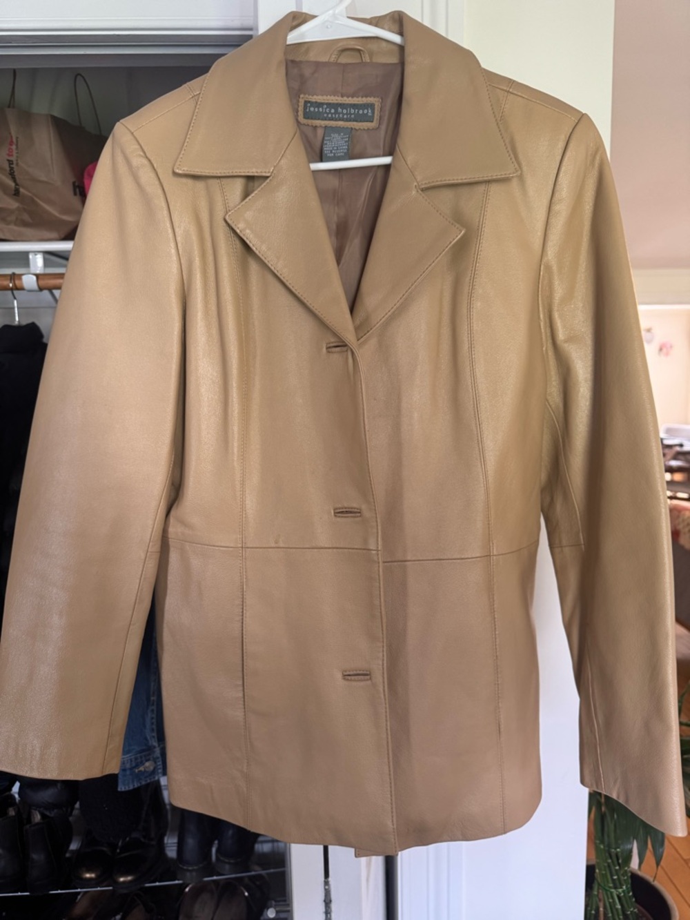 Jessica Holbrook Naturalizer Tan Leather Blazer Jacket